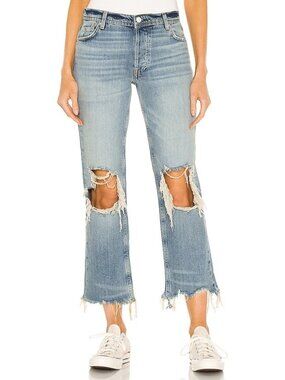 Free People Maggie Mid Rise Straight Leg Jeans Aged To Perfection 29 distressed